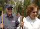 Former U.S. President Jimmy Carter and former First Lady Rosalynn Carter during a visit to the village of Mosebo to commend the efforts of the Amhara Region to prevent trachoma.